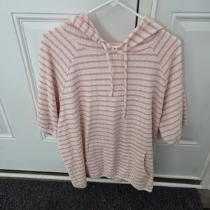 HEIMISH USA Pink and Cream Striped Hoodie